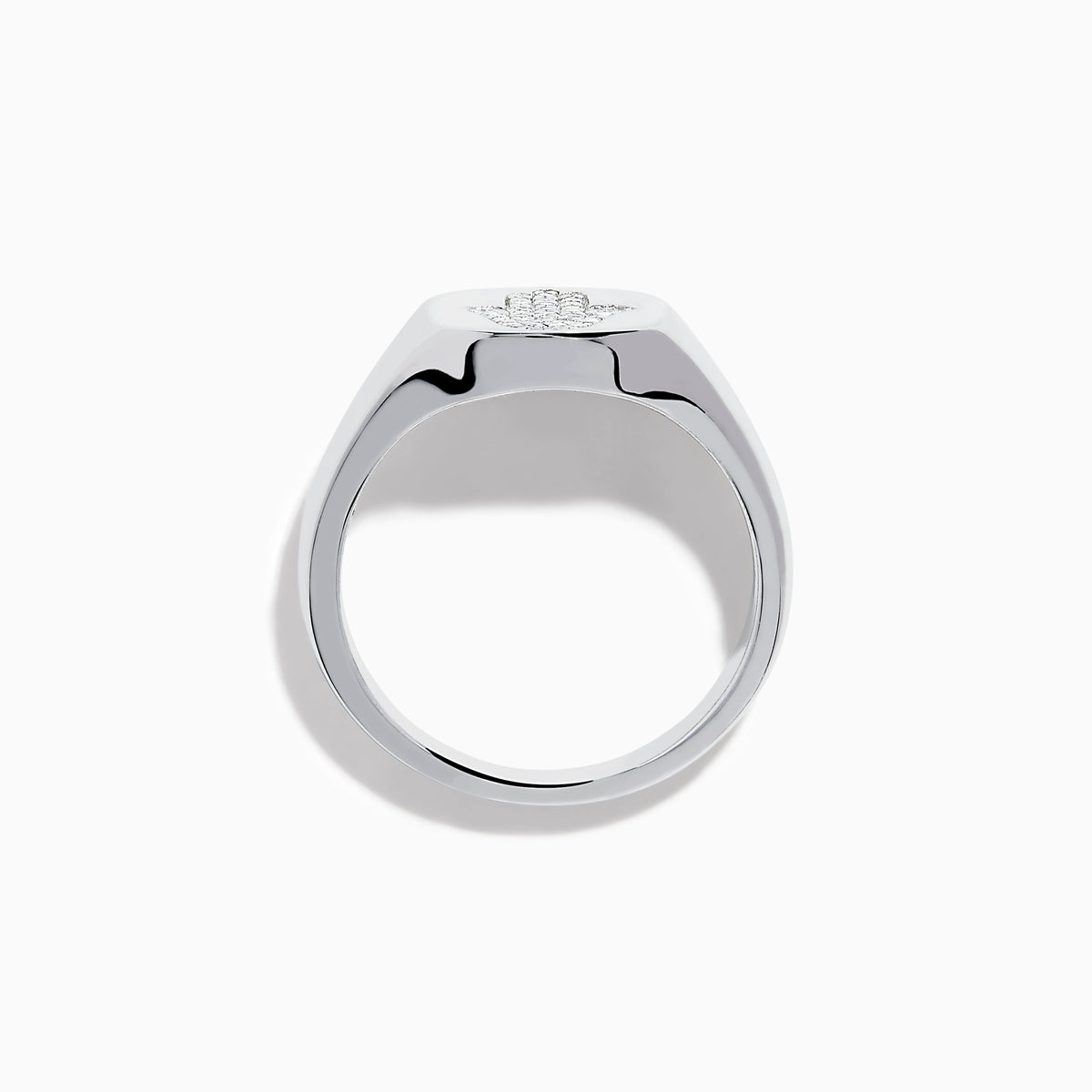 The 925 Sterling Silver Diamond Hamsa Ring features a round face adorned with small clear stones, giving it a sparkling finish.