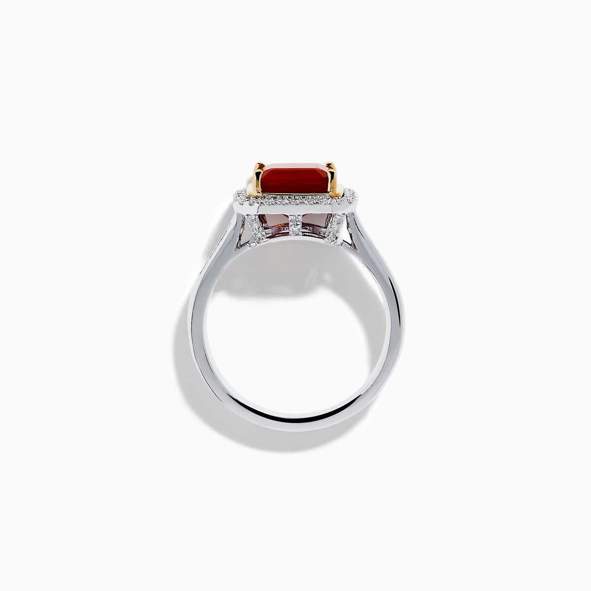 14K Yellow and White Gold Fire Opal and Diamond Halo Ring