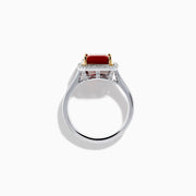 14K Yellow and White Gold Fire Opal and Diamond Halo Ring