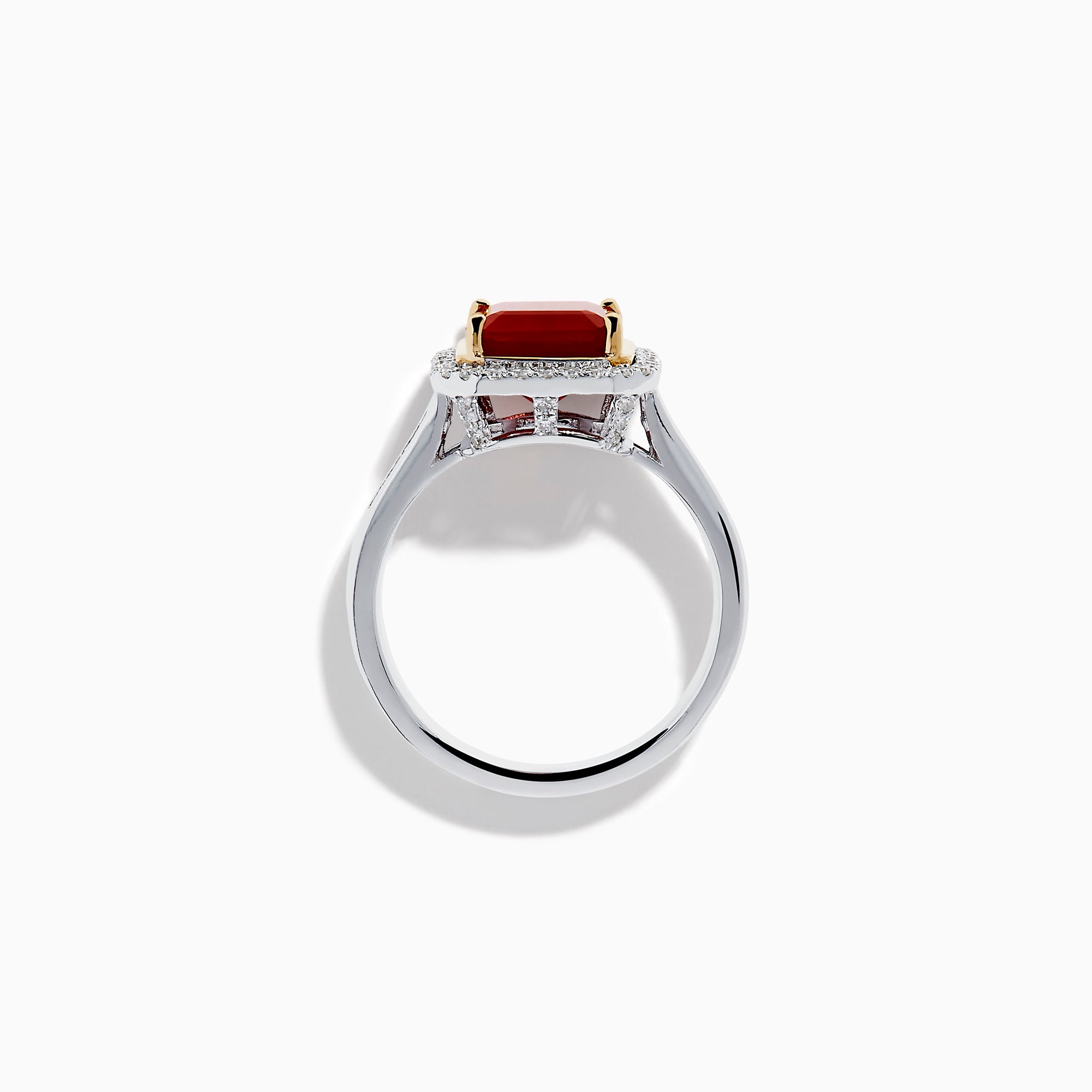 14K Yellow and White Gold Fire Opal and Diamond Halo Ring