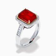 14K Yellow and White Gold Fire Opal and Diamond Halo Ring