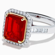 14K Yellow and White Gold Fire Opal and Diamond Halo Ring