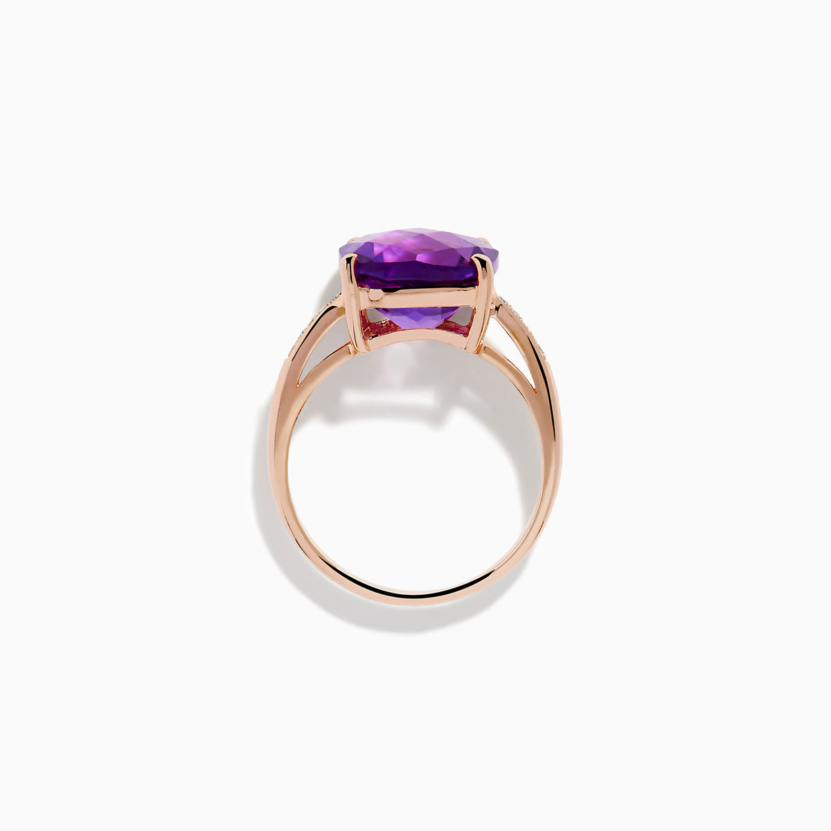 14K Rose Gold Amethyst and Diamond Solitaire Ring