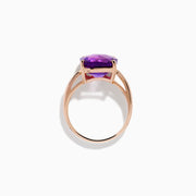 14K Rose Gold Amethyst and Diamond Solitaire Ring
