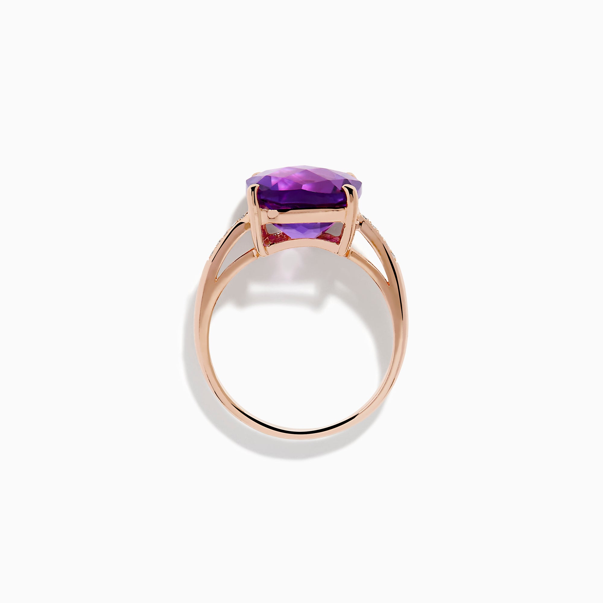 14K Rose Gold Amethyst and Diamond Solitaire Ring
