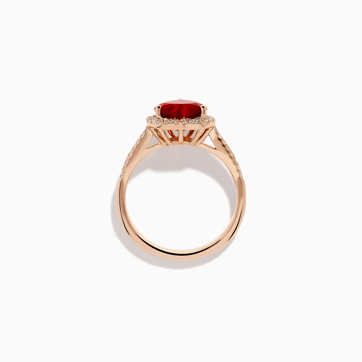 14K Rose Gold Fire Opal and Diamond Heart Halo Ring