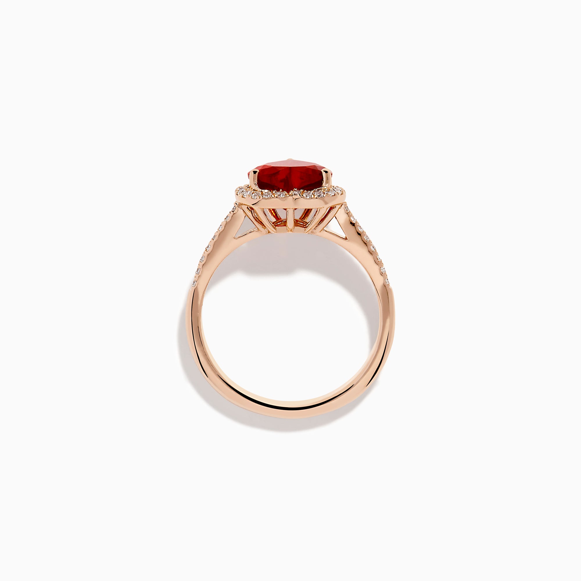 14K Rose Gold Fire Opal and Diamond Heart Halo Ring