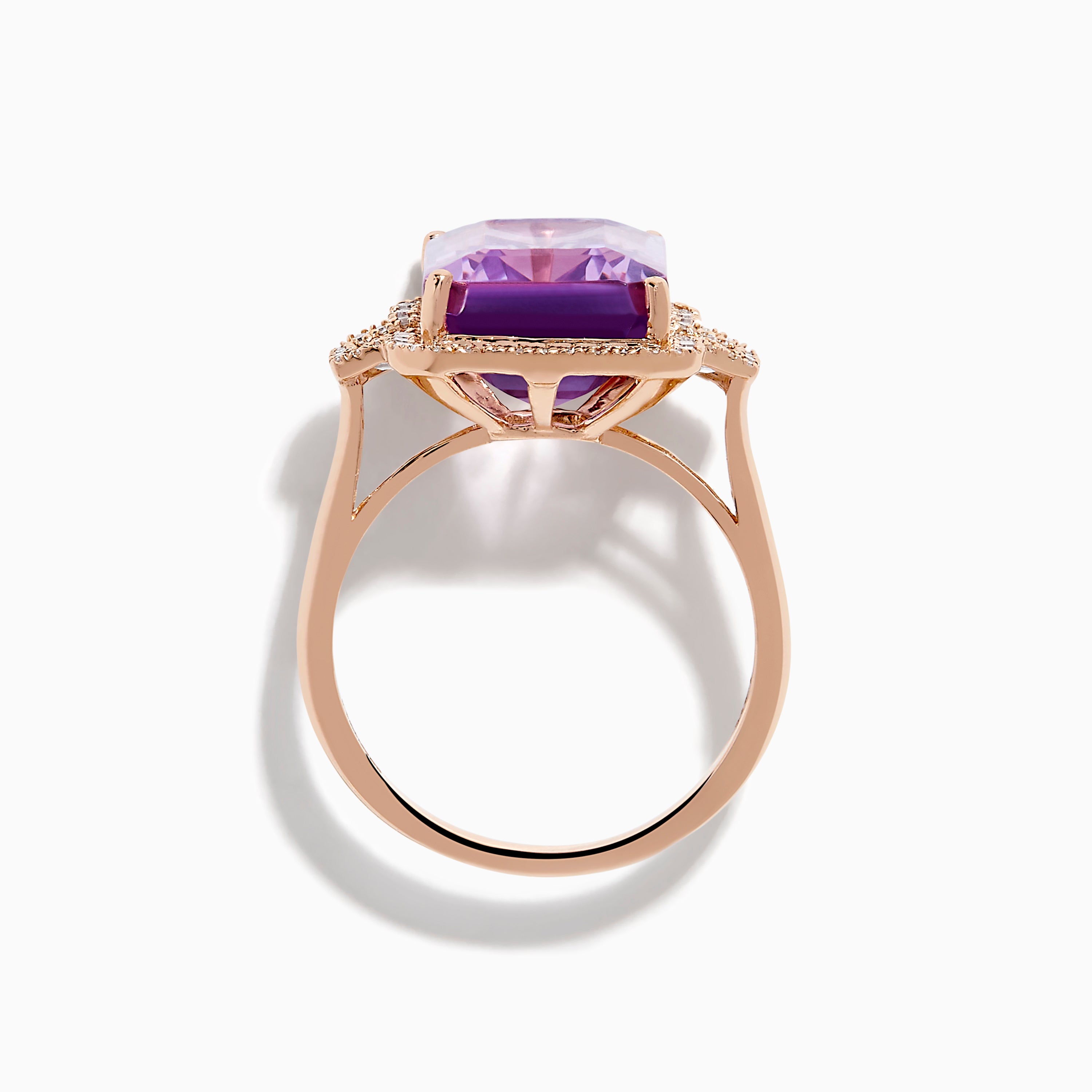 14K Rose Gold Pink Amethyst and Diamond Cocktail Ring