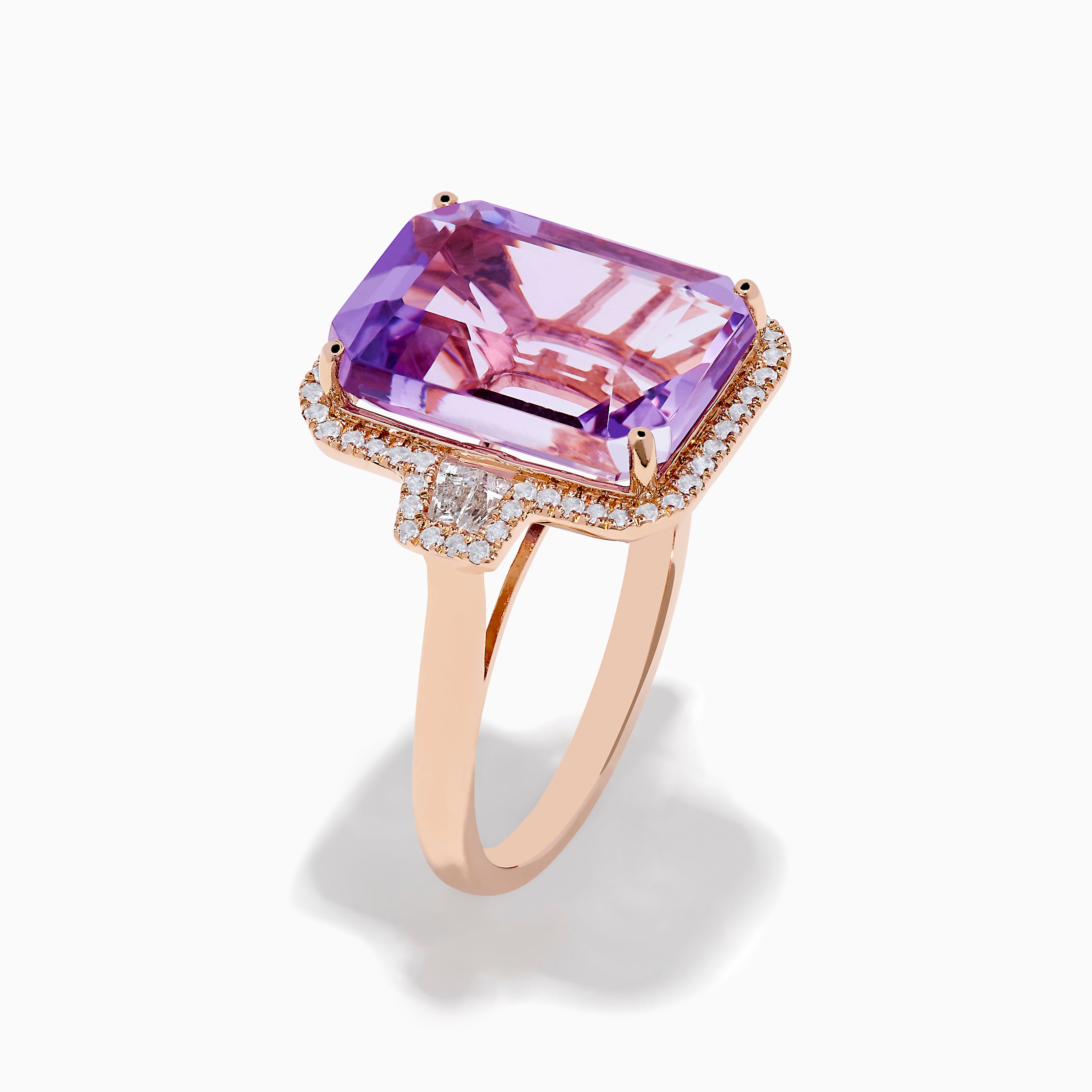 14K Rose Gold Pink Amethyst and Diamond Cocktail Ring