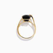 14K Yellow Gold Onyx and Diamond Ring