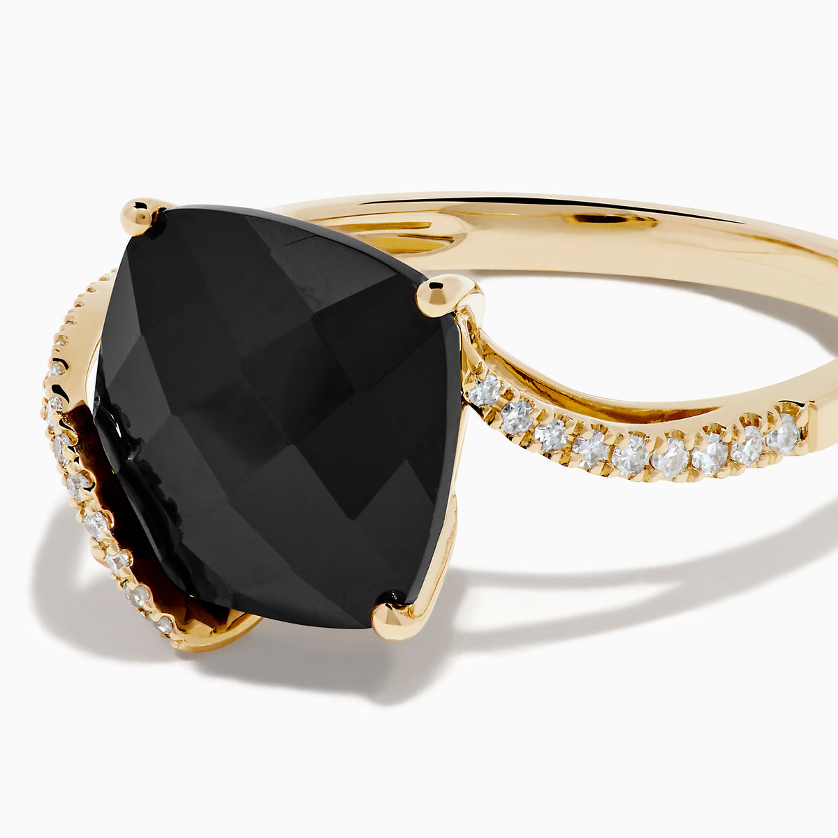14K Yellow Gold Onyx and Diamond Ring