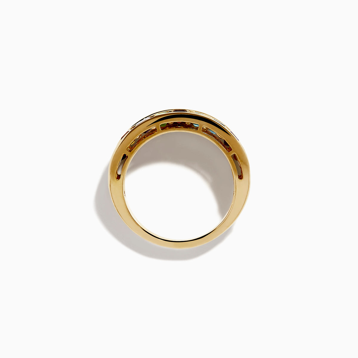 14K Yellow Gold Multi Gemstone and Diamond Channel-Set Ring