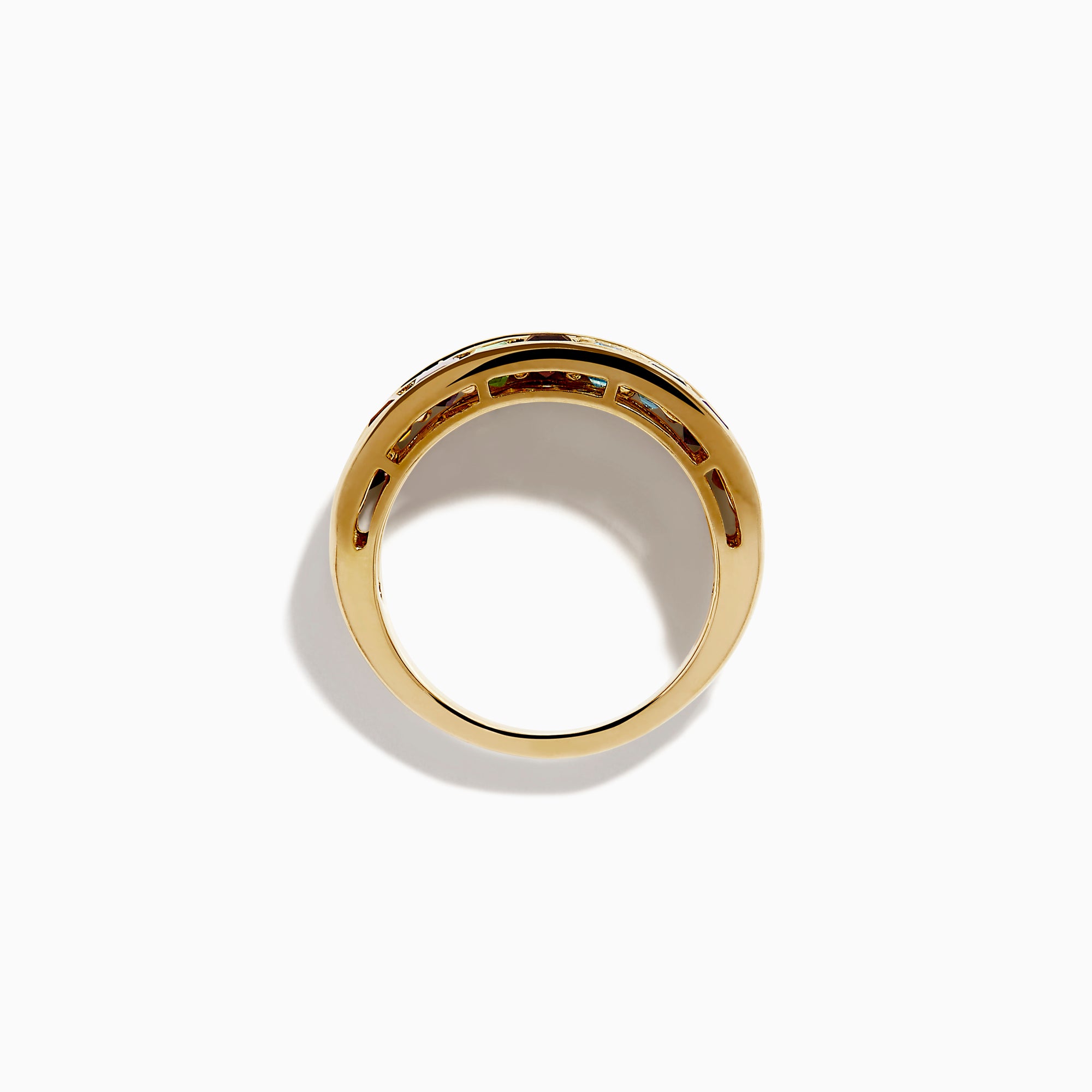 14K Yellow Gold Multi Gemstone and Diamond Channel-Set Ring