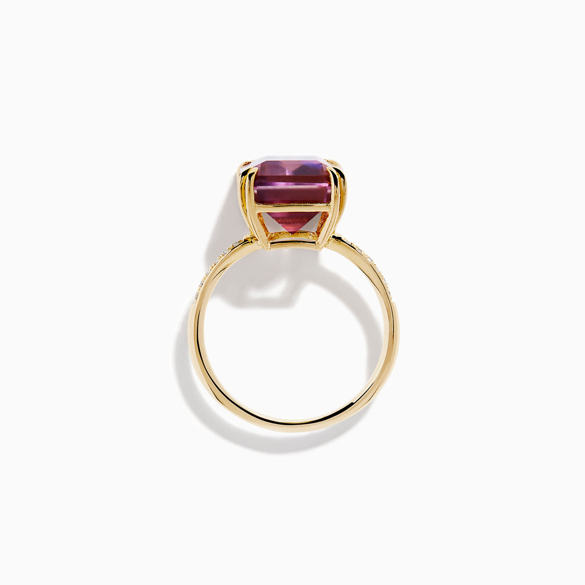 14K Yellow Gold Ametrine and Diamond Emerald-Cut Solitaire Ring