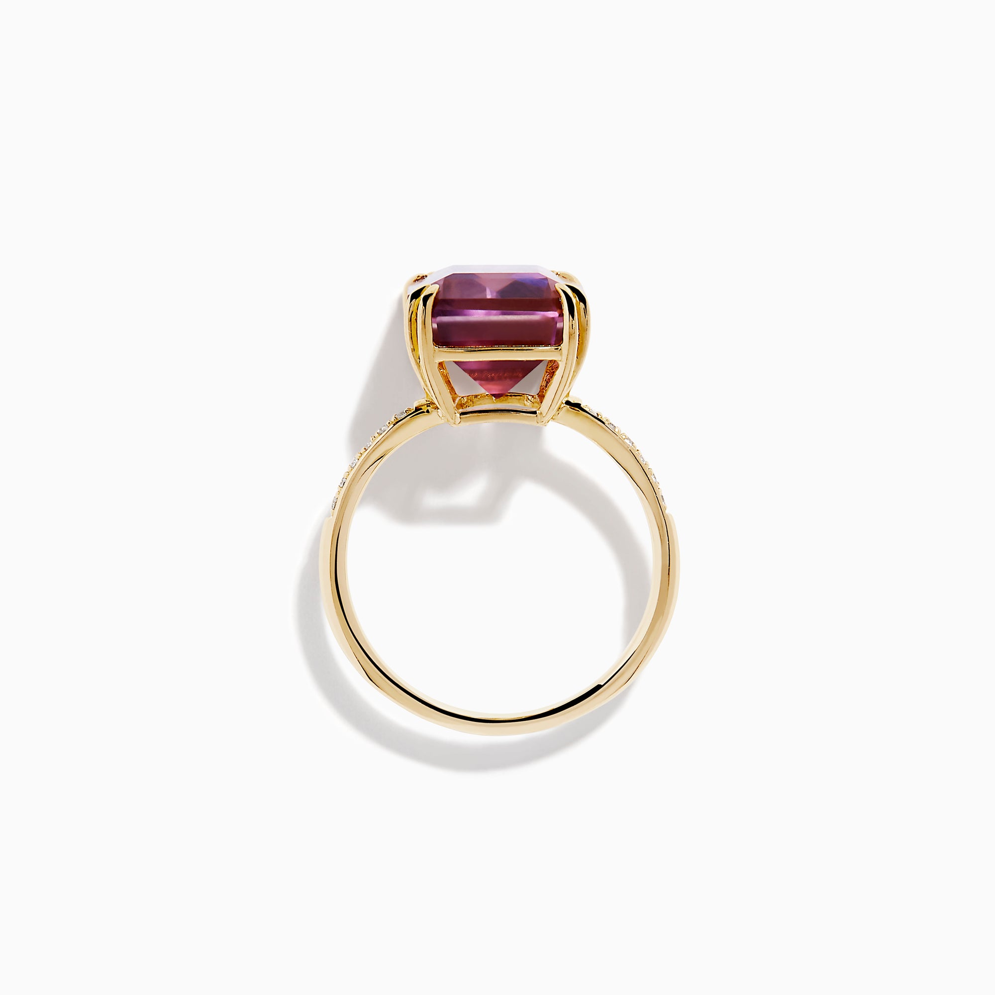 14K Yellow Gold Ametrine and Diamond Emerald-Cut Solitaire Ring