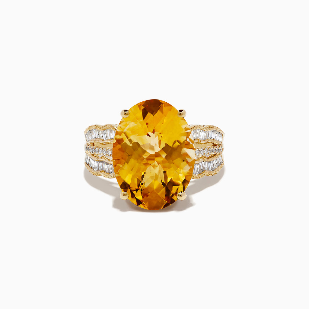 Effy 14K Yellow Gold Citrine and Diamond Ring | effyjewelry.com