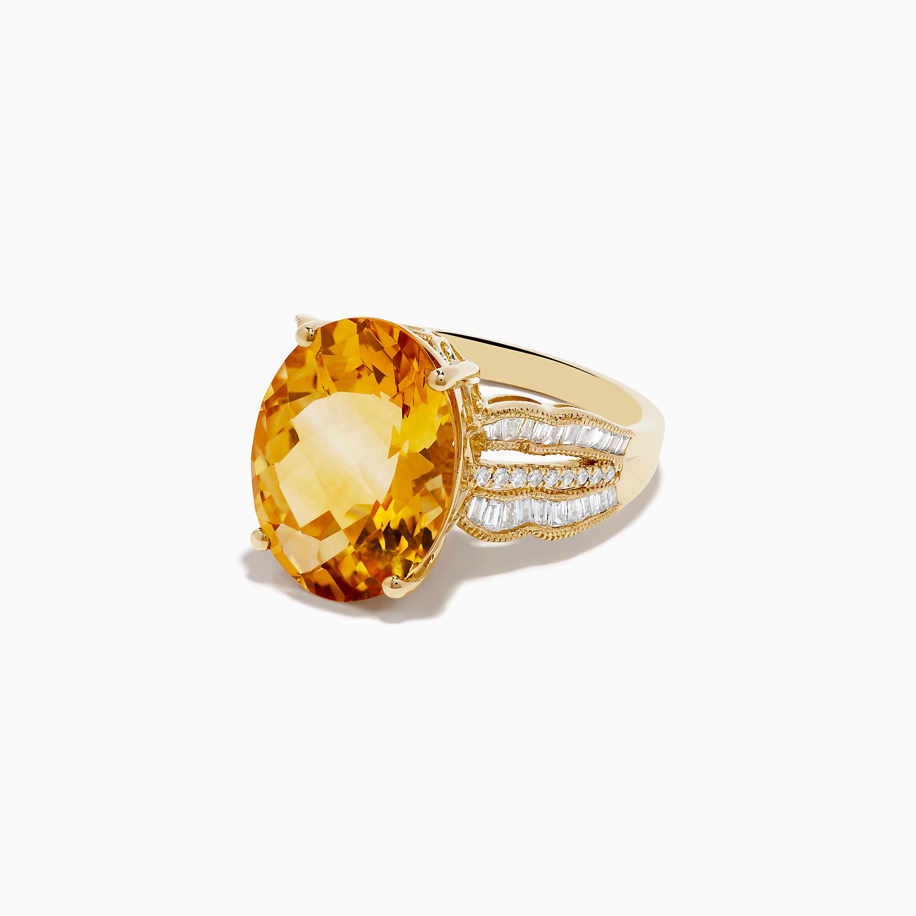 Effy 14K Yellow Gold Citrine and Diamond Ring