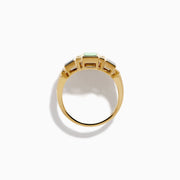 14K Yellow Gold Malachite, Onyx and Diamond Art Deco Geometric Ring