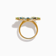 14K Yellow Gold Blue Topaz, Peridot and Diamond Butterfly Ring