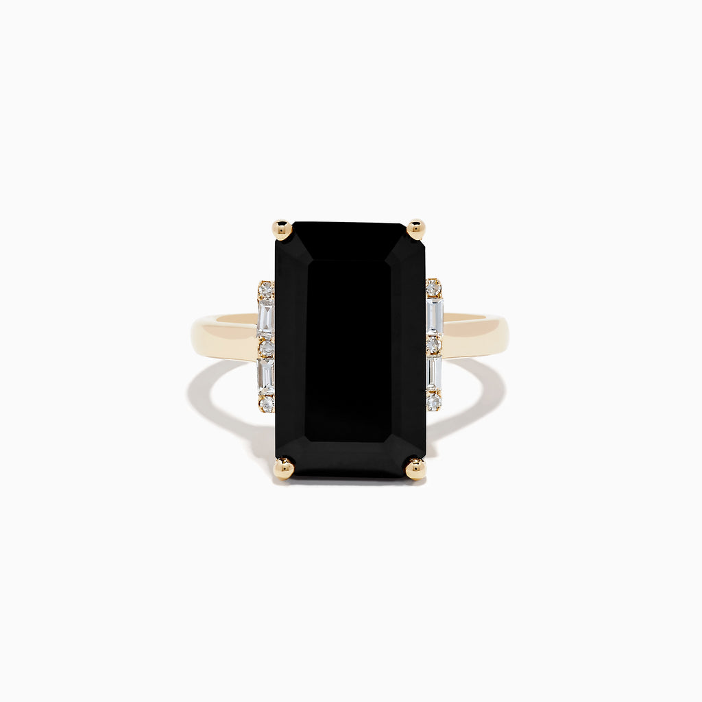 Effy Eclipse 14K Yellow Gold Onyx and Diamond Ring