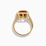 The Sunset 14K Yellow Gold Citrine and Diamond Ring showcases a large square-cut citrine center and small diamonds along the band, displayed on a plain white background.