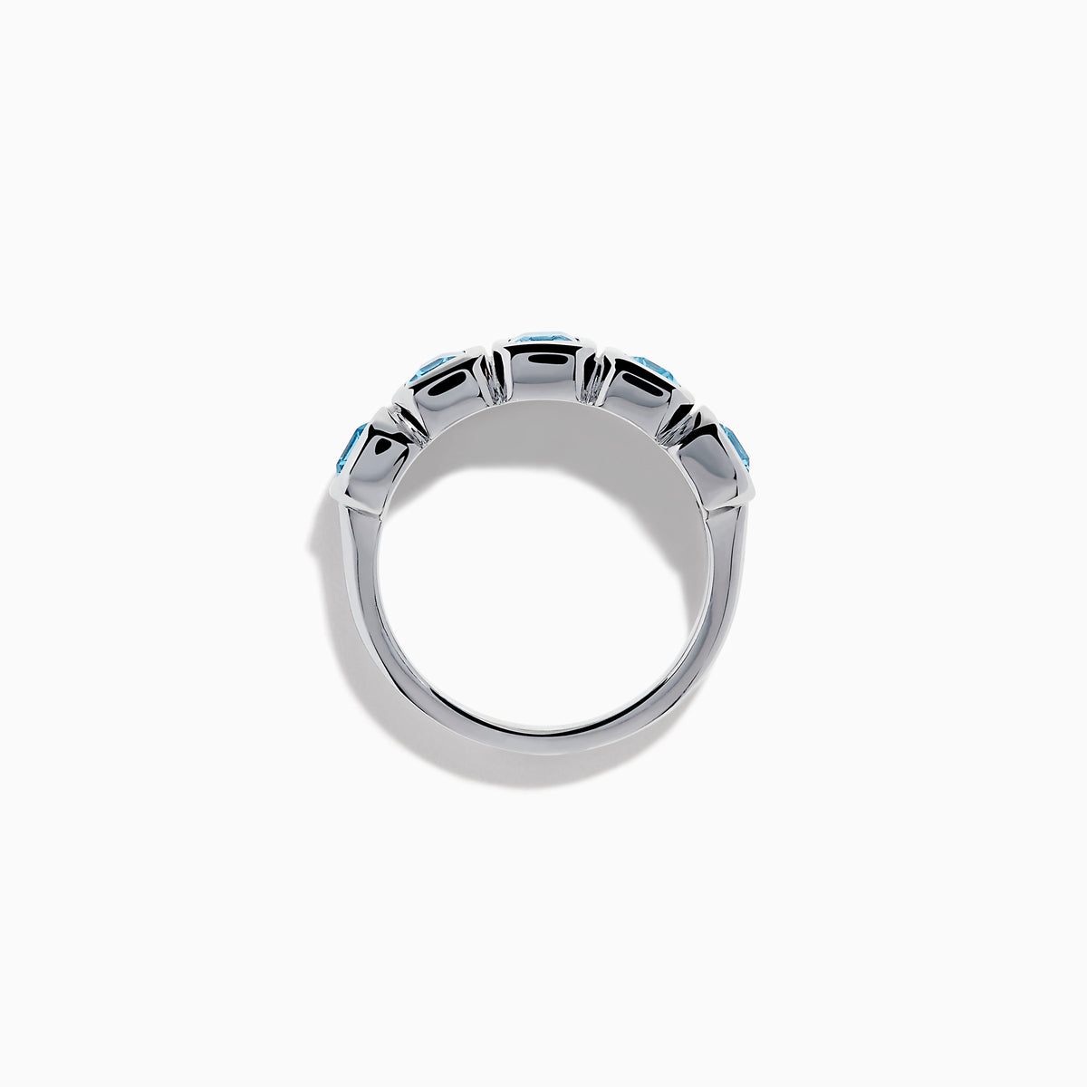 Sterling Silver Blue Topaz Five-Stone Emerald-Cut Bezel-Set Ring