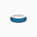 The 925 Sterling Silver London Blue Topaz Wedding Band features two rows of sparkling blue topaz gemstones, beautifully presented on a white background.