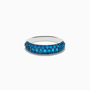 The 925 Sterling Silver London Blue Topaz Wedding Band features two rows of sparkling blue topaz gemstones, beautifully presented on a white background.