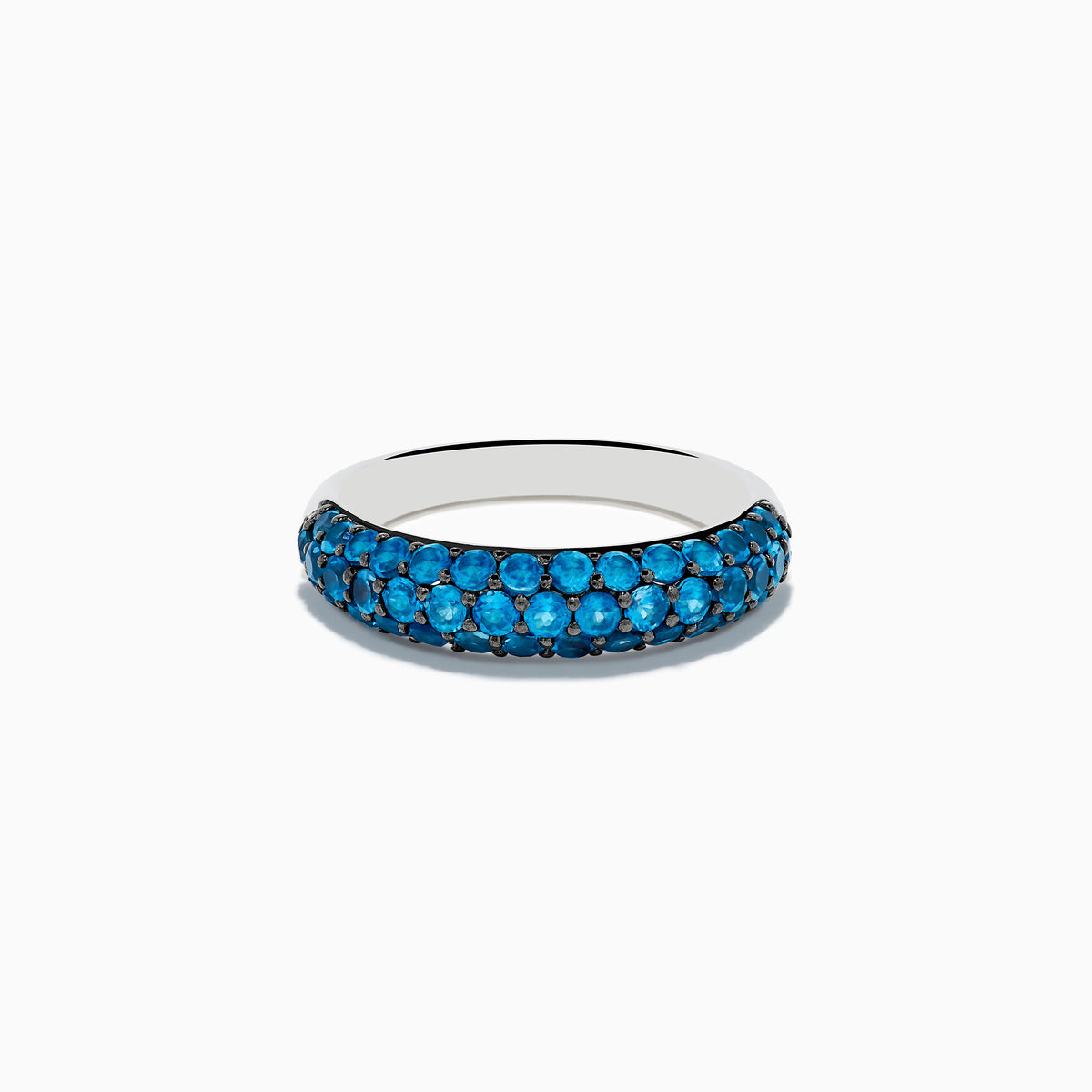 The 925 Sterling Silver London Blue Topaz Wedding Band features two rows of sparkling blue topaz gemstones, beautifully presented on a white background.