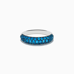 The 925 Sterling Silver London Blue Topaz Wedding Band features two rows of sparkling blue topaz gemstones, beautifully presented on a white background.