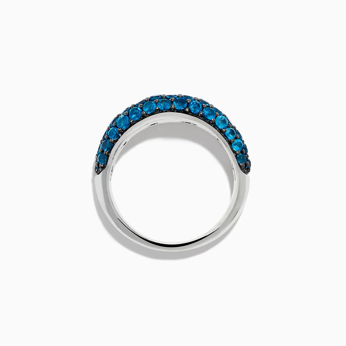 The 925 Sterling Silver London Blue Topaz Wedding Band features two rows of sparkling blue topaz gemstones, beautifully presented on a white background.