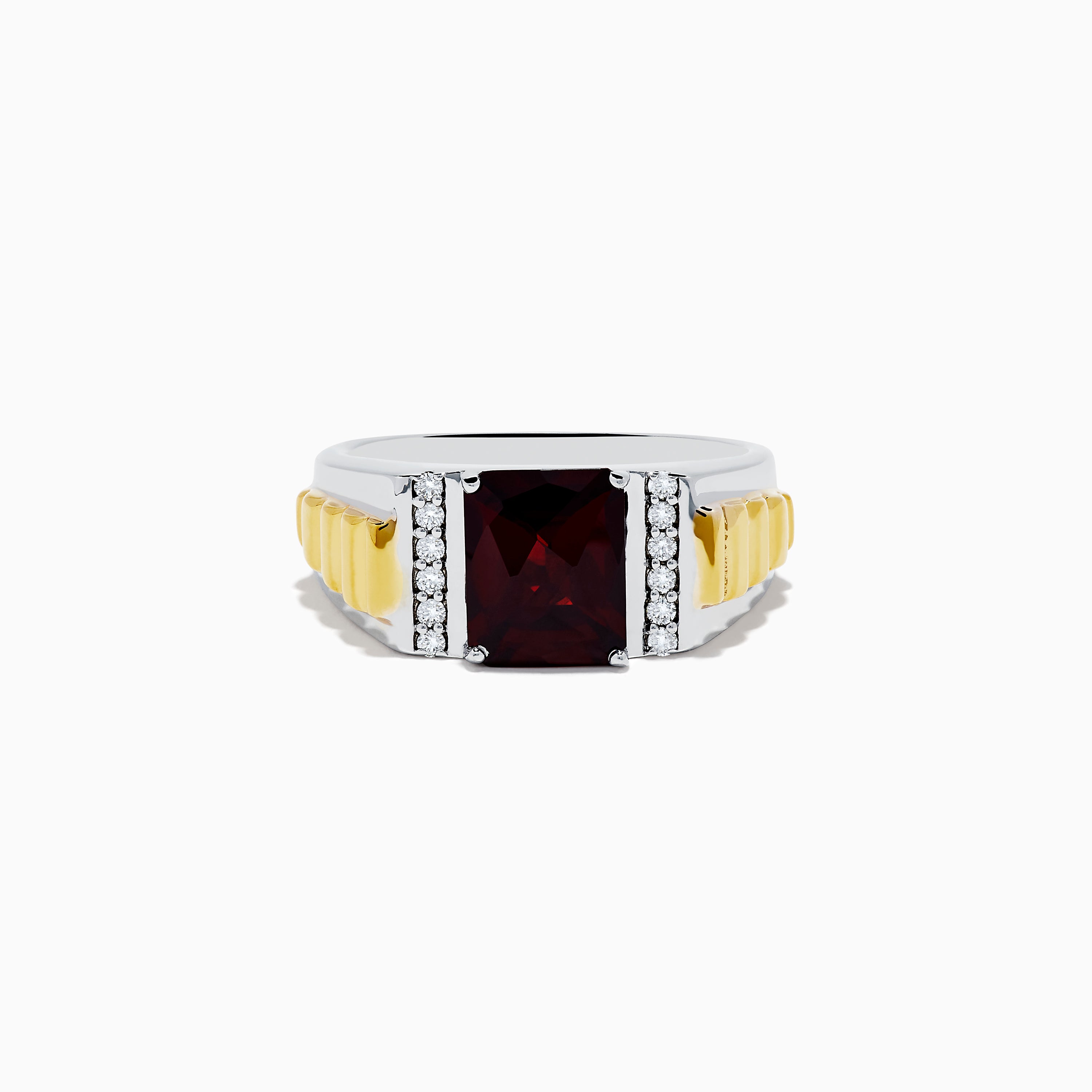 Men's 925 Sterling Silver Garnet and Diamond Ring –