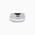 The 925 Sterling Silver Diamond Wide Dome Ring showcases a row of small, round diamonds set horizontally around the band, all displayed against a plain white background.