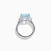 14K White Gold Aquamarine and Diamond Cocktail Ring