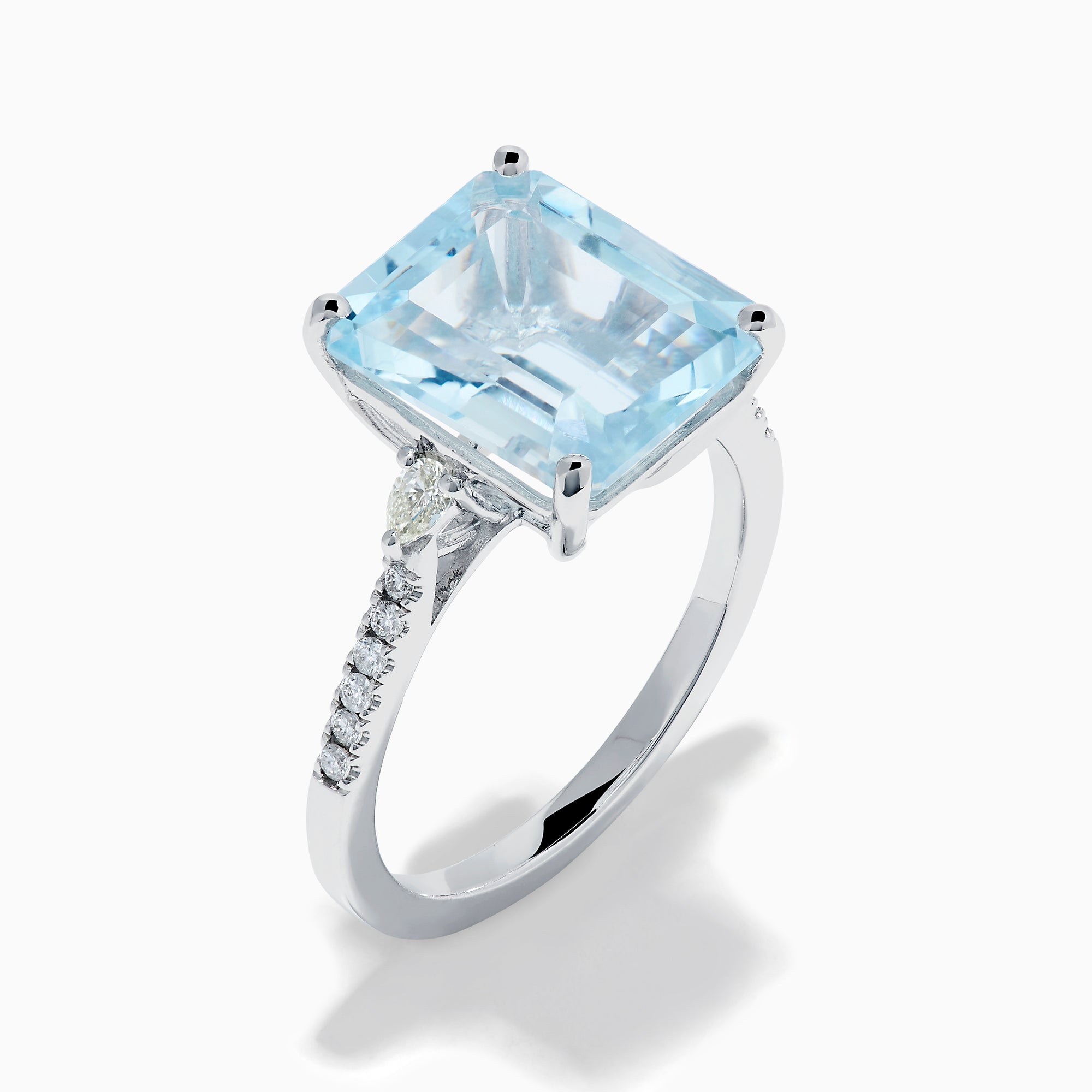 14K White Gold Aquamarine and Diamond Cocktail Ring