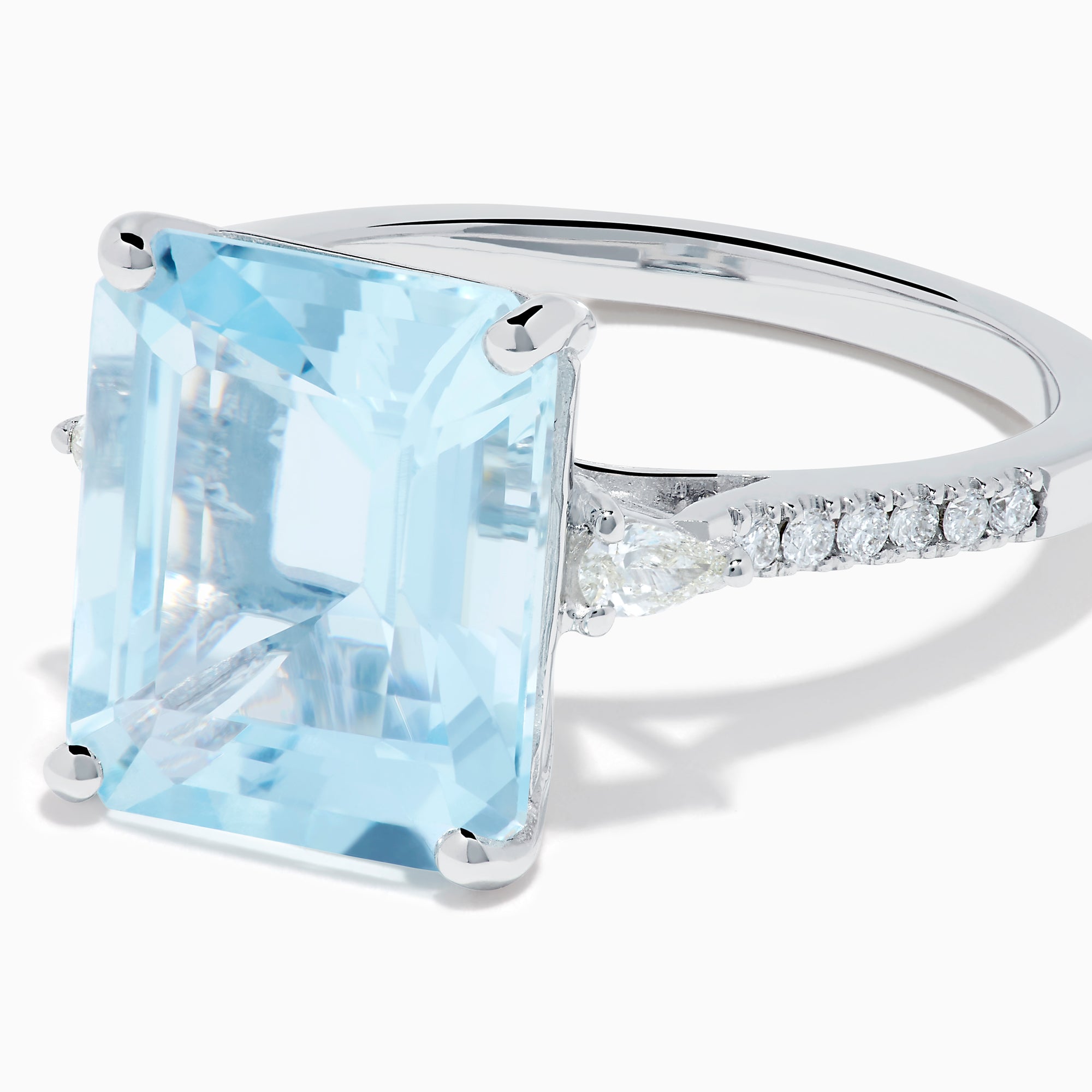 14K White Gold Aquamarine and Diamond Cocktail Ring