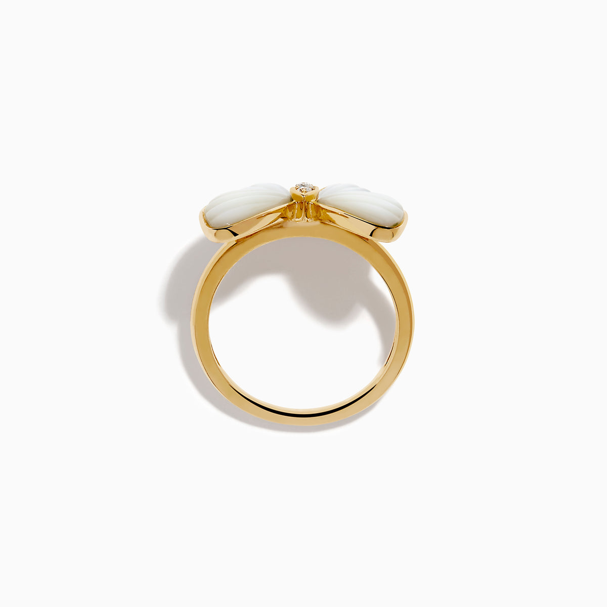 14K Yellow Gold Mother of Pearl and Diamond Butterfly Ring