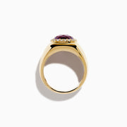 14K Yellow Gold Amethyst and Diamond Cushion Halo Signet Ring