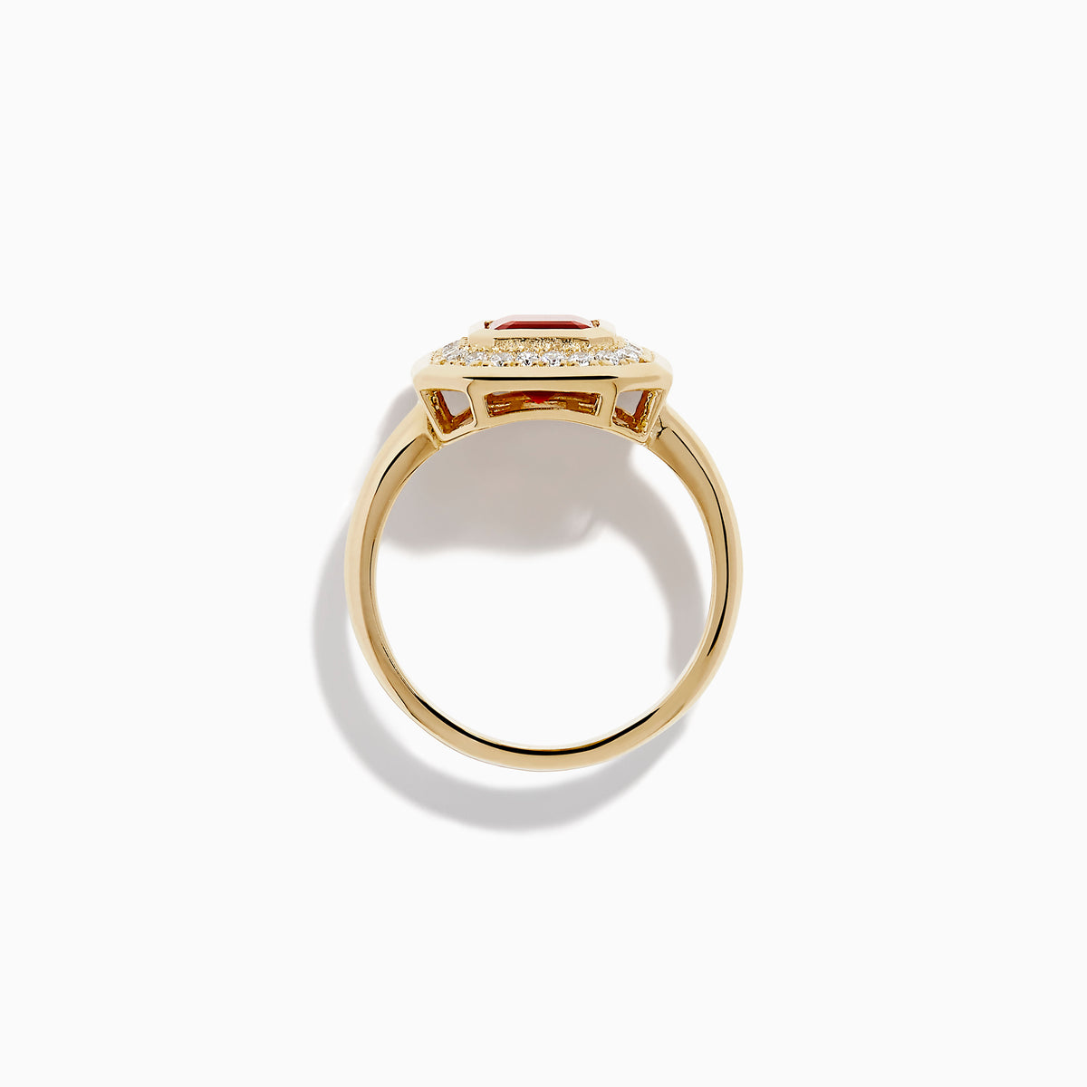 14K Yellow Gold Fire Opal and Diamond Emerald-Cut Halo Ring
