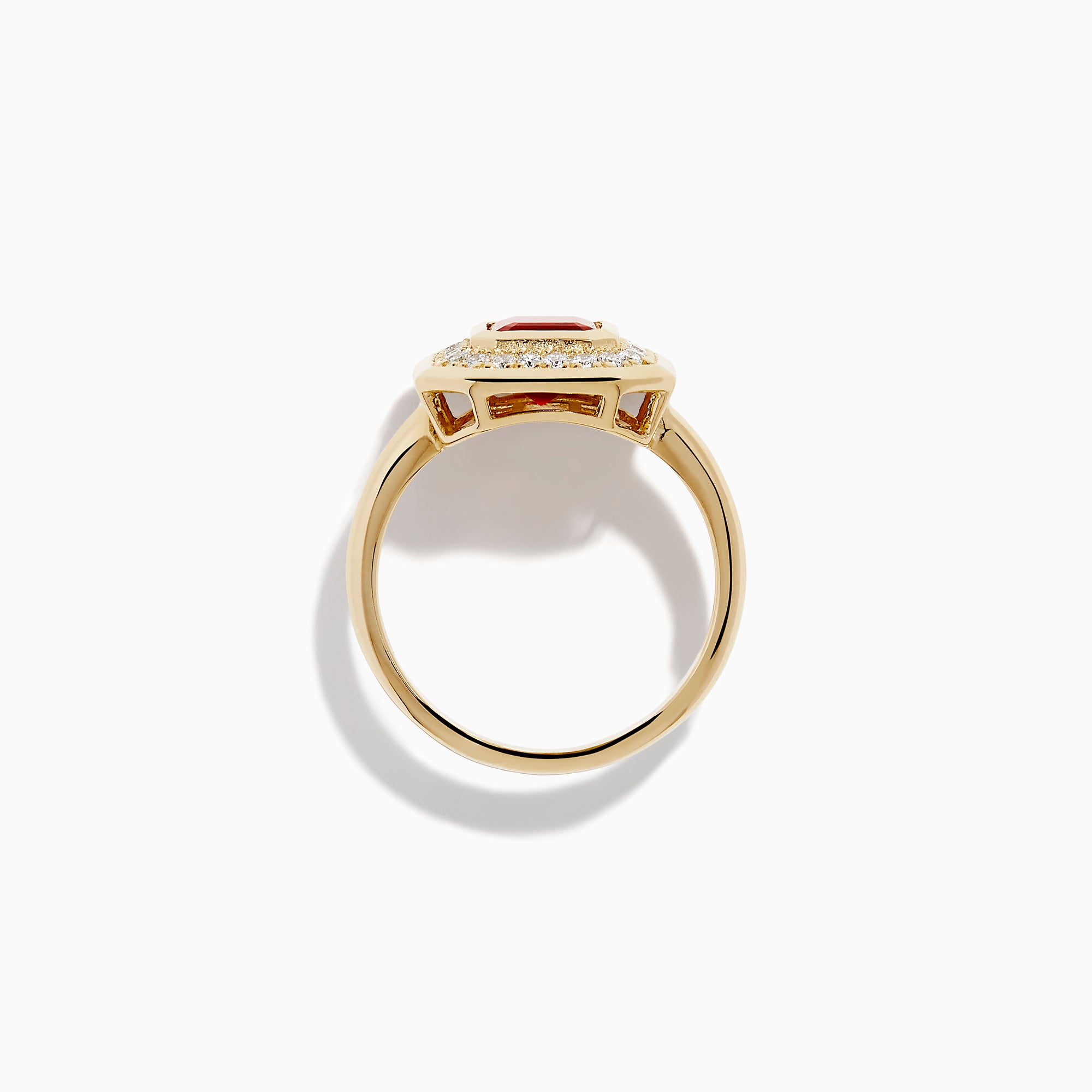 14K Yellow Gold Fire Opal and Diamond Emerald-Cut Halo Ring