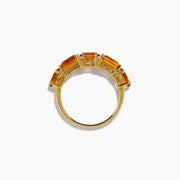 The 14K Yellow Gold Citrine and Diamond Band features five rectangular orange citrine gemstones in prongs on a polished yellow gold band.