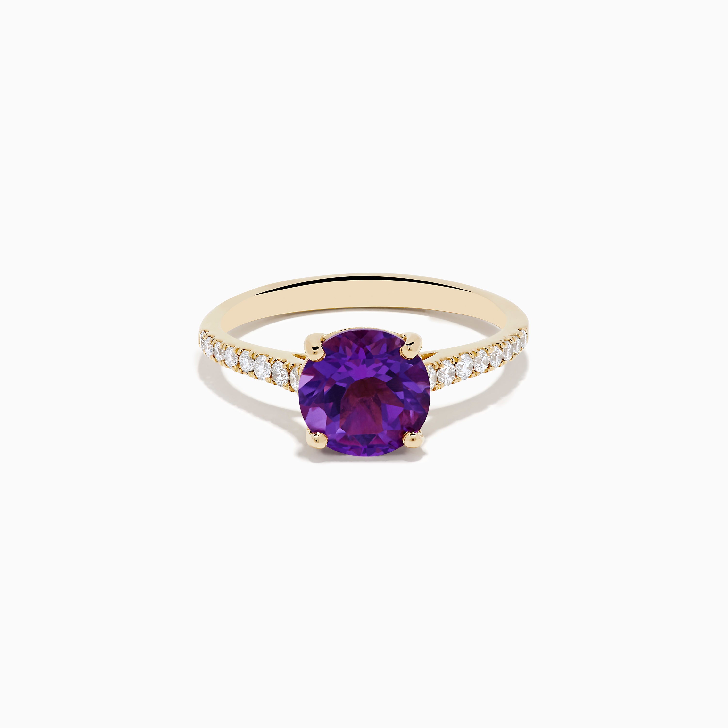 14K Yellow Gold Amethyst and Diamond Ring – effyjewelry.com