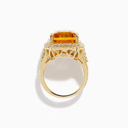 14K Yellow Gold Citrine and Diamond Radiant Double Halo Ring