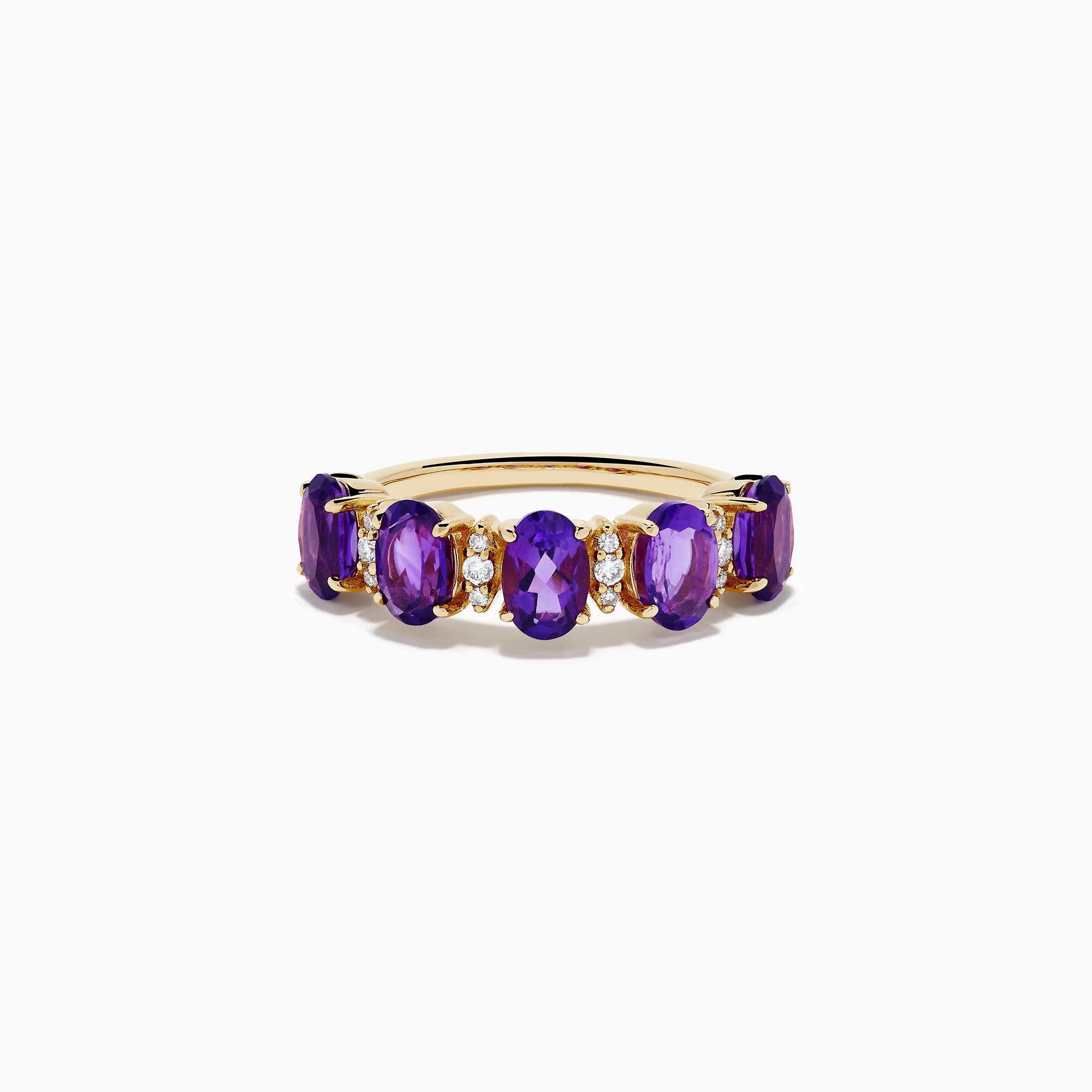 14K Yellow Gold Amethyst and Diamond Five-Stone Ring
