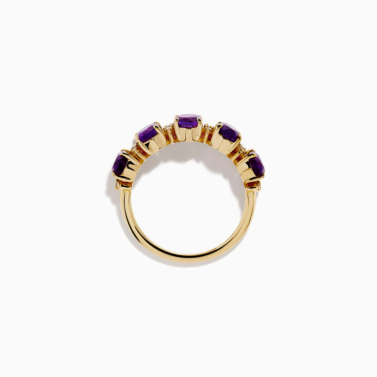 14K Yellow Gold Amethyst and Diamond Five-Stone Ring