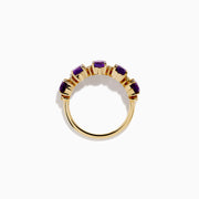 14K Yellow Gold Amethyst and Diamond Five-Stone Ring
