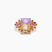14K Yellow Gold Ametrine, Citrine and Amethyst Cluster Ring