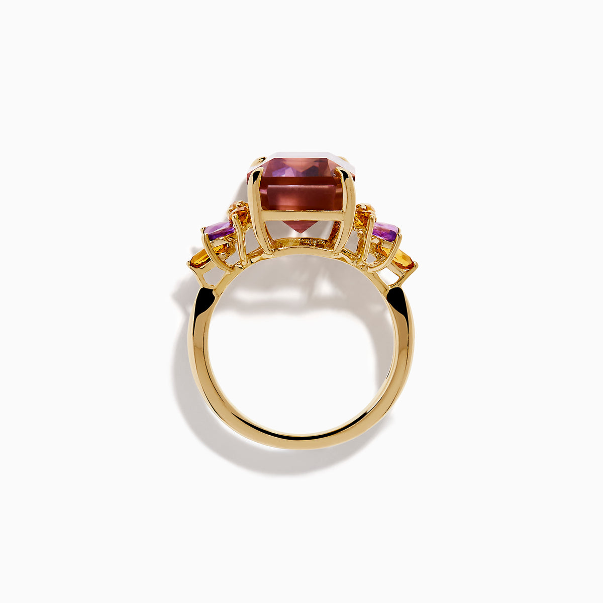 14K Yellow Gold Ametrine, Citrine and Amethyst Cluster Ring