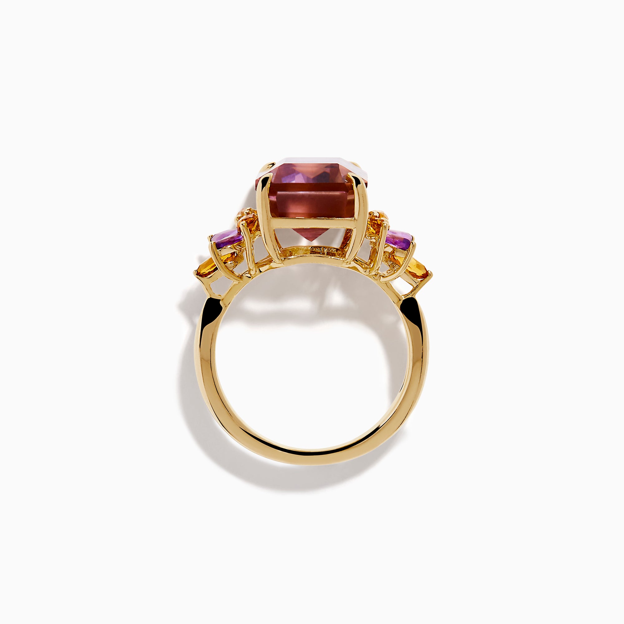 14K Yellow Gold Ametrine, Citrine and Amethyst Cluster Ring