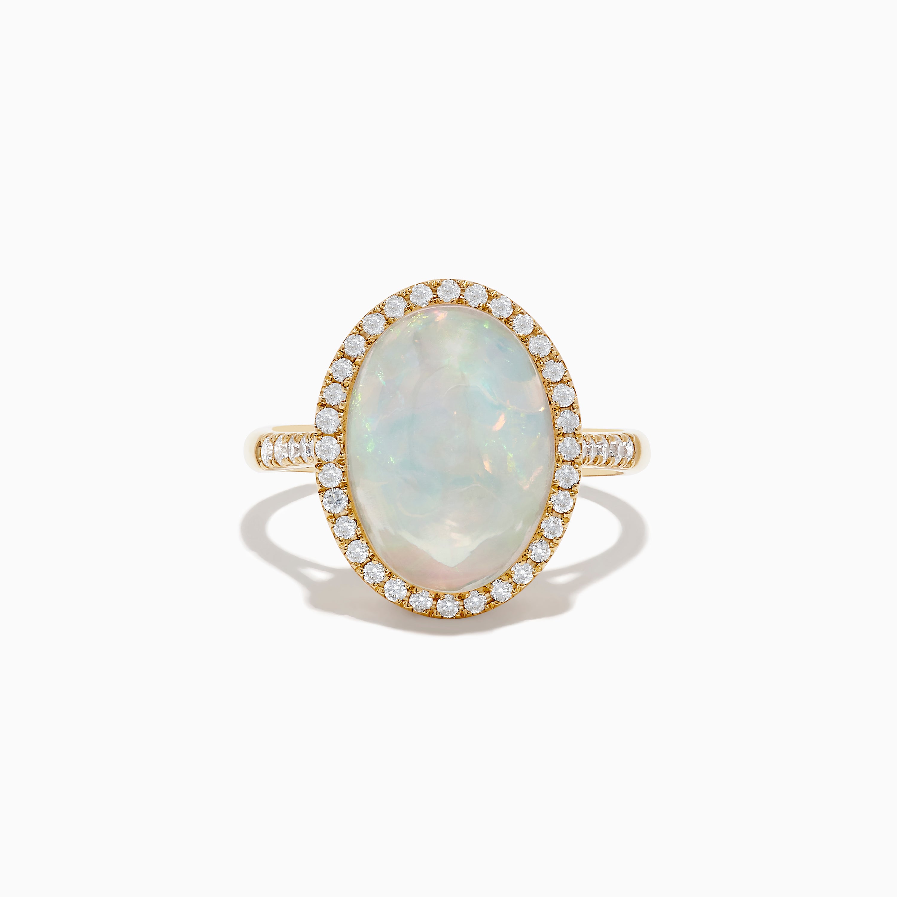 14K Yellow Gold Opal and Diamond Ring
